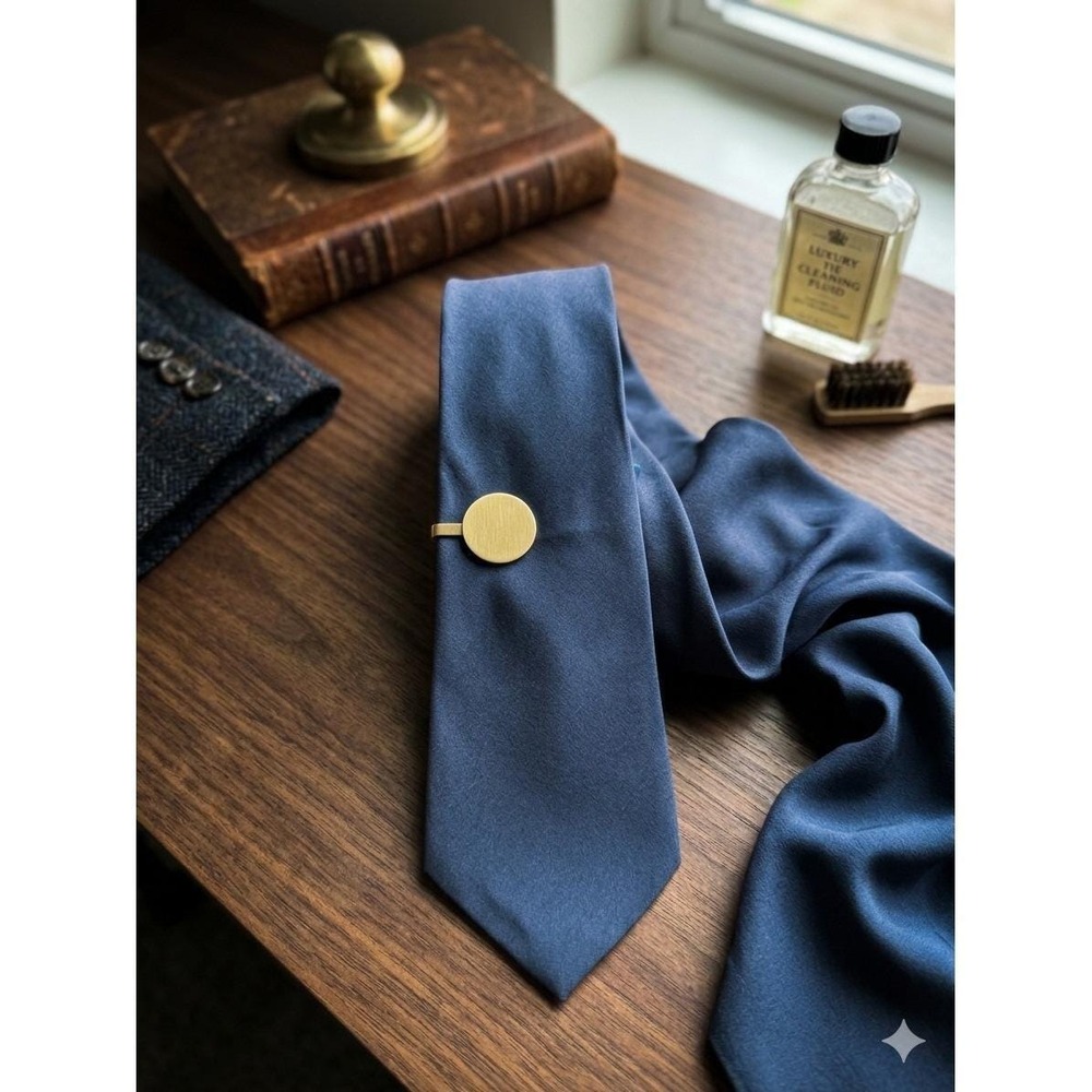 Oleg Cassini Mens Slate Blue 100% Silk Necktie Hand Made in Italy Minimalist